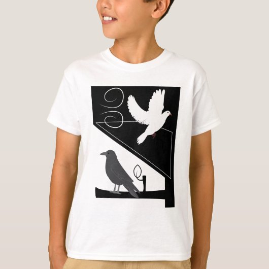 T-shirt Black and White_Raven and Dove (Devant)