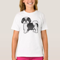 Black and White Shih Tzu Cute Cartoon Dog