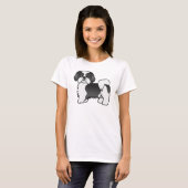 T-shirt Black and White Shih Tzu Cute Cartoon Dog (Devant entier)