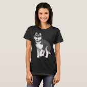 T-shirt Black and White Siberian Husky Dog with Blue Eyes (Devant entier)