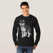 T-shirt Black and White Siberian Husky Dog with Blue Eyes (Devant entier)