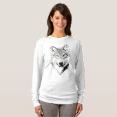 T-shirt Black and White Wolf Drawing (Devant entier)