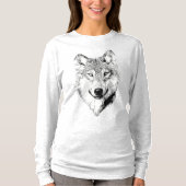 T-shirt Black and White Wolf Drawing (Devant)
