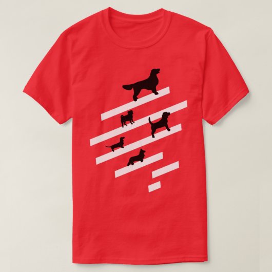 T-shirt Black ans White Stripes and Dogs (Design devant)