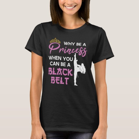 T-shirt Black Belt Princess Karate Girl (Devant)