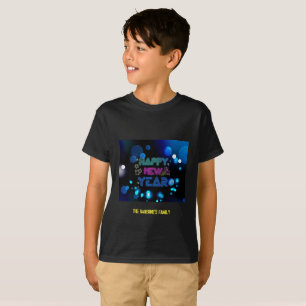 T-shirt Black & Blue Midnight Sparkle Neon Glow Nouvel An