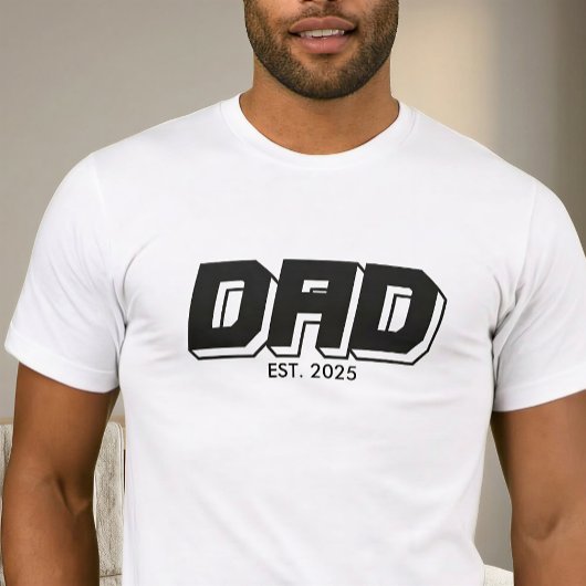 T-Shirt Black Bold Dad Typographie Établie