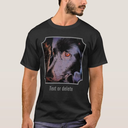 T-shirt Black Border Collie Dog Face Abstract Art (Devant)