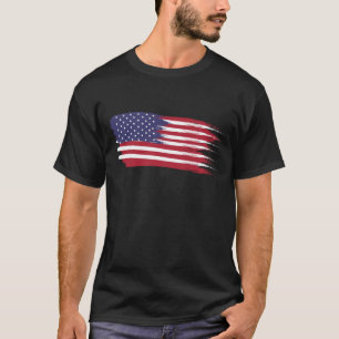 T-shirt Black Brush Stroke American Flag Chemise