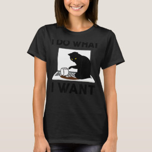T-shirt Black Ca I Do What I What Cat on Sitting Lapon