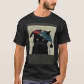 T-shirt Black Cat Baseball Raining (Devant)