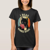 T-shirt Black Cat Boire Café J'ai lu Livres Interdits Book (Devant)
