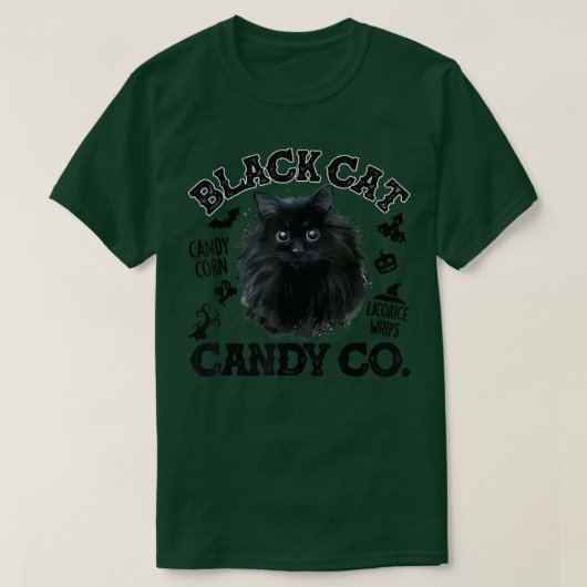 T-shirt Black Cat Candy Corn Candy Co Funny Halloween (Design devant)