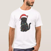 T-shirt Black Cat Christmas Lights – Funny Santa Kitten (Devant)