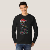 T-shirt Black Cat Christmas Tree Lights Santa Kitten Led (Devant entier)