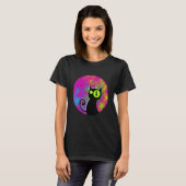 T-shirt Black cat coloured background glowing eyes (Devant entier)