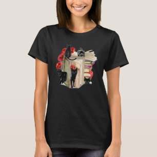 T-shirt Black Cat Flower Books