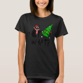 T-shirt Black Cat Gift Pushing Christmas Tree Over Cat Wha (Devant)