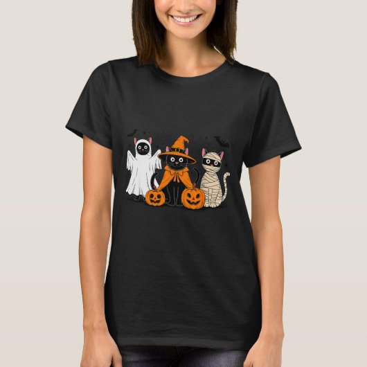 T-shirt Black Cat Halloween (Devant)