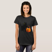 T-shirt Black Cat Halloween Candy Pumpkin Bag Sweet Lollip (Devant entier)