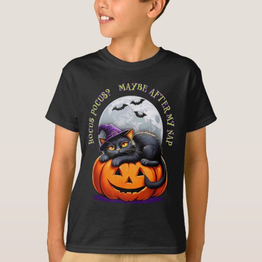 T-shirt Black Cat Halloween Funny Pumpkin Costume Gift  (Devant)