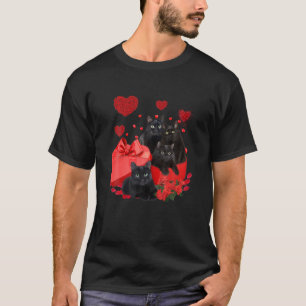 T-shirt Black Cat Heart Valentines Valentine Amoureux des 