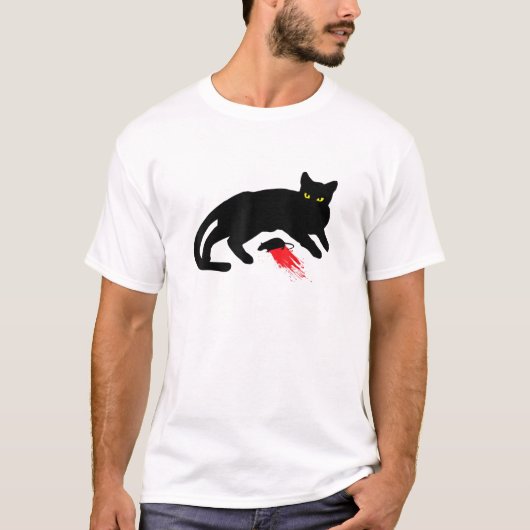 T-shirt Black Cat Killer instincts Dead Mouse Punk Goth (Devant)