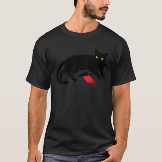 T-shirt Black Cat Killer instincts Dead Mouse Punk Goth (Devant)