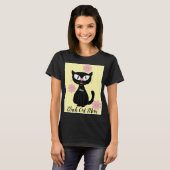 T-shirt Black Cat Maman avec Jolie Fleurs Roses Amoureux d (Devant entier)