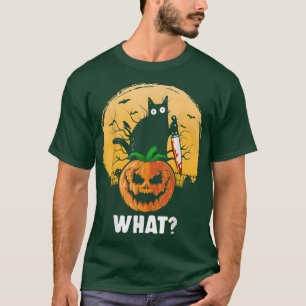 T-shirt Black Cat Moon Citrouille d'effroi Drôle Halloween