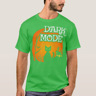T-shirt Black Cat Moon Scène Éffrayante Halloween Dar drôl