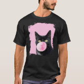 T-shirt Black Cat Pink Bubble Gum (Devant)