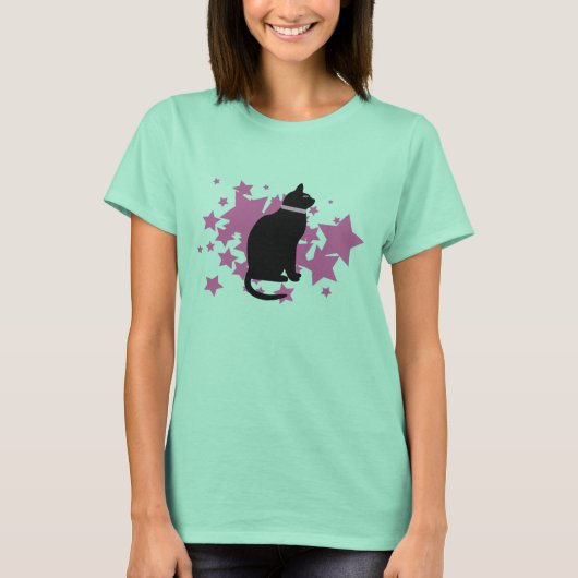 T-shirt Black cat rose (Devant)