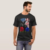 T-shirt Black Cat Rose American Flag Happy 4th Of July (Devant entier)
