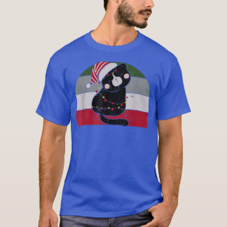 T-shirt Black Cat Santa Claus Tangled Up In Merry Christma