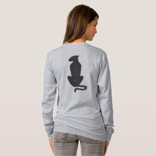 T-shirt Black Cat Silhouette femmes gris chemise à manches