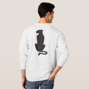 T-shirt Black Cat Silhouette hommes blanc à manches longue