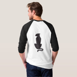 T-shirt Black Cat Silhouette hommes blanc noir Raglan chem