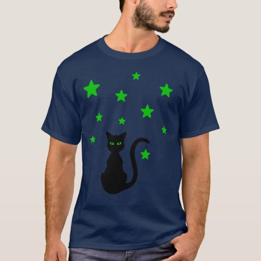 T-shirt Black Cat Stars (Devant)