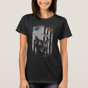 T-shirt Black Cat vaisseau de l'Alien USA Drapeau Graphiqu