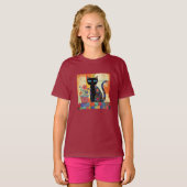 T-shirt Black Cat Whimsical Artwork (Devant entier)