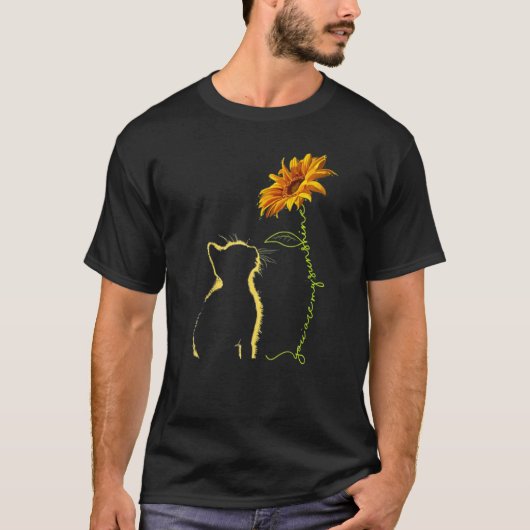 T-shirt Black Cat with Sunflower  Cat ' (Devant)