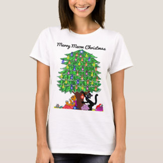 T-shirt Black Cat's Christmas Hang the Ornaments