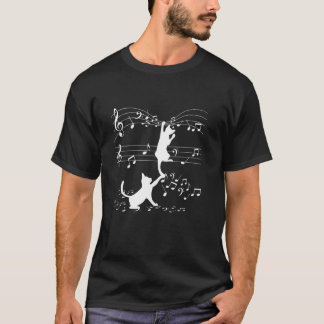 T-shirt Black Cats Jouer Avec Musique Note Design Amoureux