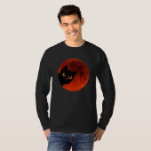 T-shirt Black Cats Yellow Cat Eyes moon the red Scary (Devant entier)