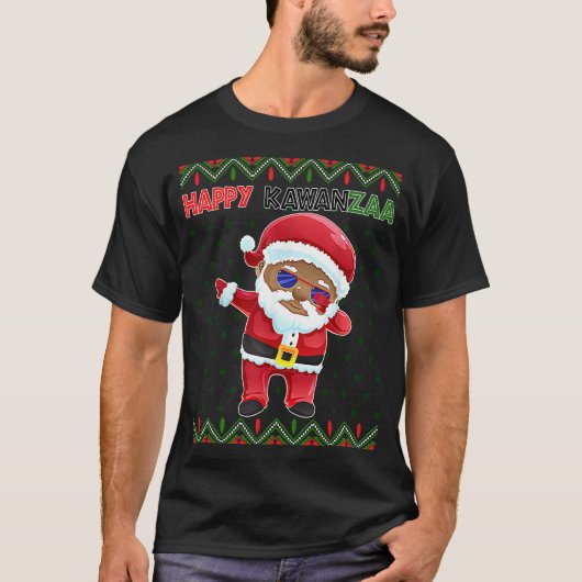 T-shirt Black Christmas Happy Ugly Kwanzaa Merry African H (Devant)