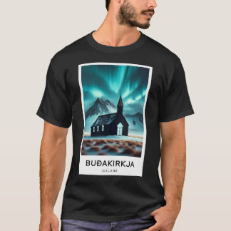 T-shirt Black Church Aurora Islande - Voyage numérique