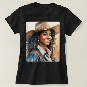T-shirt Black Cowgirl Western African American