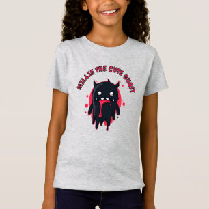 T-Shirt Black Cute Kawaii Ghost