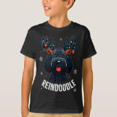 T-shirt Black Doodle Dog Reindoodle Reindeer Doodle Christ (Devant)
